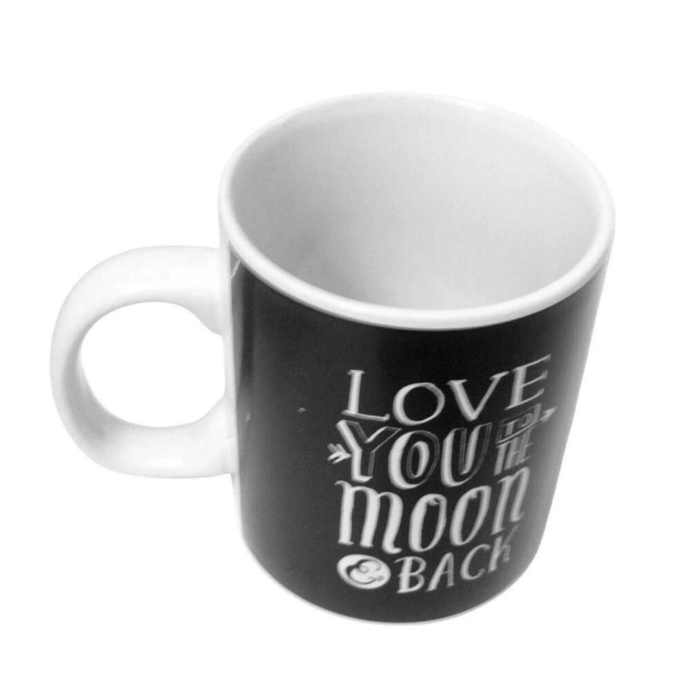 Love You to The Moon & Back Ceramic Coffee tea Mug Black & White 12 Oz - Picture 3 of 4